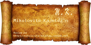 Mikolovits Kajetán névjegykártya